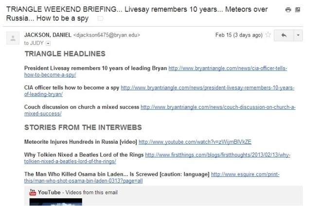 Triangle Weekend Briefing Original